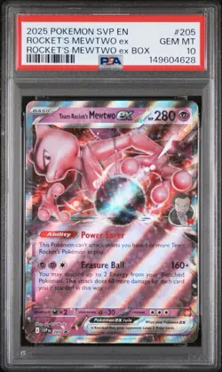 Pokemon 2025 Team Rocket's Mewtwo ex 205 SV Black Star Promo GEM MINT PSA 10 - Image 1