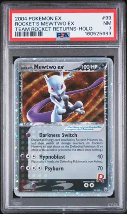 2004 POKEMON EX TEAM ROCKET RETURNS #99 ROCKET'S MEWTWO EX-HOLO PSA 7 - Image 1