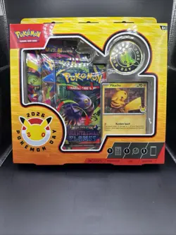 Pokemon TCG Pokemon Day 2026 Collection Box Pikachu Promo Coin 3 Booster Packs - Image 1