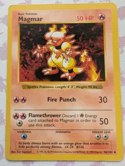 Magmar Pokemon Base Set Shadowless Uncommon Card #36 36/102 - Image 1