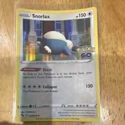 Snorlax Pokemon GO 055/078 Holo Rare Pokemon TCG English 2022 Basic 150 HP - Image 1
