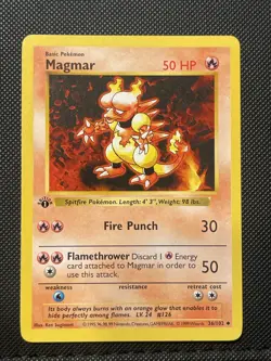 Pokemon TCG Magmar 36/102 1st Edition Base Set Shadowless LP - Image 1