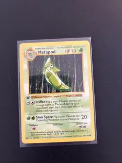 Metapod *1st Edition Grey Stamp* Shadowless Base Set Pokemon TCG Card 54/102 - Image 1