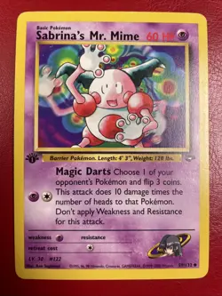 Sabrina's Mr. Mime 59/132 Gym Challenge Regular First Edition Pokemon Card - Image 1
