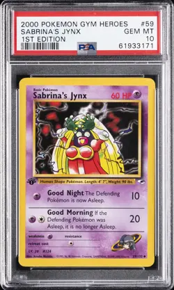 2000 POKEMON GYM HEROES 1ST EDITION #59 SABRINA'S JYNX PSA 10 - Image 1
