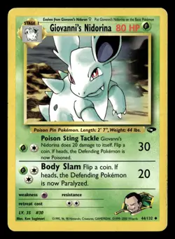 Giovanni's Nidorina 44/132 Unlimited Uncommon Gym Challenge Pokemon Card - Image 2