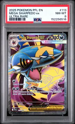 Mega Sharpedo EX 113/094 Ultra Rare Pfl En-Phantasmal Flames Pokemon PSA 8 - Image 1