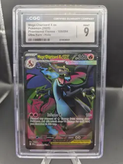 2025 POKEMON ULTRA RARE HOLO PHANTASMAL FLAMES 109/094 MEGA CHARIZARD X EX CGC 9 - Image 1