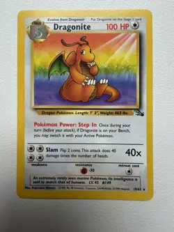 Pokemon TCG Dragonite Fossil Card 19/62 Regular Rare, Non-Holo - Image 1