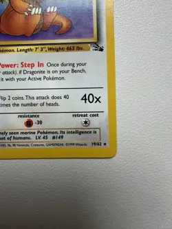 Pokemon TCG Dragonite Fossil Card 19/62 Regular Rare, Non-Holo - Image 3