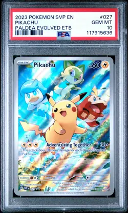 2023 POKEMON SVP EN-SV BLACK STAR PROMO #027 PIKACHU PSA 10 - Image 1