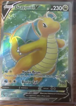 Pokemon Go Full Art v Dragonite Card Rare Ultra Edition 076/078 - Image 1