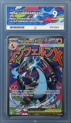 Mega Charizard X ex 023 Black Star Promo Mint 9 Graded Pokemon Card UPC 2025 - Image 1