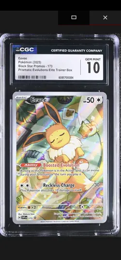 CGC 10 Eevee 173 SVP Black Star Promo Prismatic Evolutions ETB Pokemon Gem Mint - Image 1