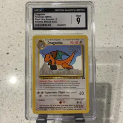 CGC 9 Dragonite 5 Black Star Promo Mewtwo Strikes Back Wb Movie Pokemon Card - Image 1