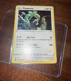 2020 Pokemon Sword & Shield Black Star Promos Rayquaza #SWSH029 damaged Stained - Image 1