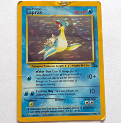 Pokemon TCG Lapras Holo Rare Unlimited Fossil 10/62 1999 English 80 HP - Image 1