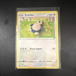 Pokemon TCG Snorlax 109/159 SWSH Crown Zenith Rare Regular English Basic HP 160 - Image 1