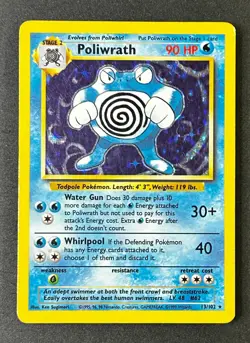 Pokemon TCG Poliwrath Base Set Holo Rare Unlimited 13/102 English 1999 90 HP - Image 1