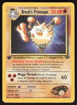 Pokemon Brock's Primeape Uncommon 035/132 Gym Challenge 1st Edition LP - Image 1