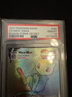 Pokemon Fusion Strike Mew Vmax 268/264 Secret Rare Rainbow Full Art Holo PSA 10 - Image 1