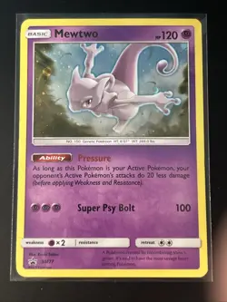 Pokemon Mewtwo TCG SM77 Black Star Promo Holo Card LP Condition - Image 1