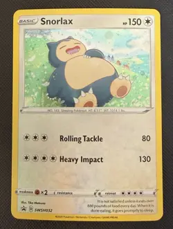 Pokemon Snorlax SWSH032 Black Star Promo Holo Rare Card TCG LP - Image 1