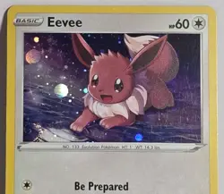 Eevee SWSH127 Cosmo Holo Swirl + Card Holo Bleed Black Star Promo Pokemon TCG LP - Image 2