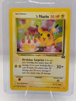 Birthday Pikachu - Holo - 24/53 WOTC Black Star Promo - Pokemon TCG - 2000 (LP) - Image 1