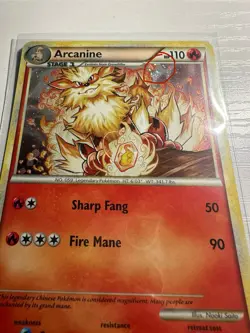 Pokemon TCG 2010 Arcanine Heartgold Soulsilver 1/123 Holo (Swirl) - LP/MP - Image 4