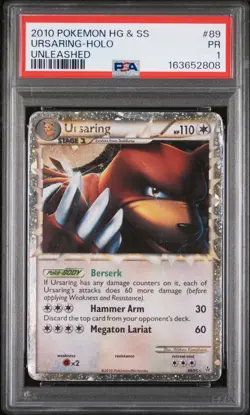 2010 POKEMON HEARTGOLD & SOULSILVER UNLEASHED #89 URSARING-HOLO PSA 1 - Image 1