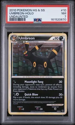 2010 POKEMON HEARTGOLD & SOULSILVER UNDAUNTED #10 UMBREON-HOLO UNDAUNTED PSA 7 - Image 1