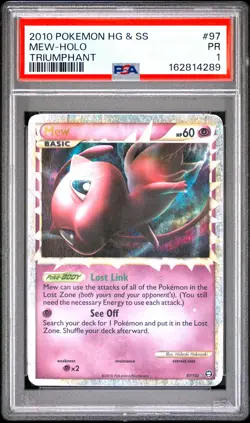 2010 POKEMON HEARTGOLD & SOULSILVER TRIUMPHANT #97 MEW-HOLO PSA 1 - Image 1