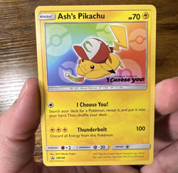 Ash's Pikachu SM108 2017 Promo Pokemon Card I Choose You Lp - Image 1