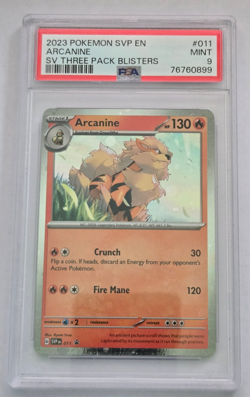 PSA 9 ARCANINE HOLO SVP 011 2023 POKEMON SCARLET & VIOLET TRIPLE BLISTER PROMO - Image 1