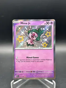 Pokemon TCG Mime Jr. Scarlet Violet Paldean Fates Holo Card 157/091 - Image 1
