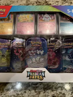 Pokemon Scarlet And Violet Paldean Fates 5 pack Mini Tins 4 Promos - NEW SEALED - Image 3