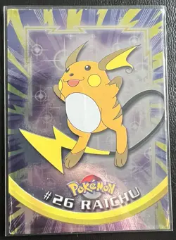 Vintage 1999 Pokemon RAICHU HOLO Topps Chrome TV Animation Card 26 MP - Image 1