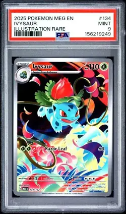 Pokemon Ivysaur 134/132 Mega Evolution Illustration Rare PSA 9 MINT - Image 2