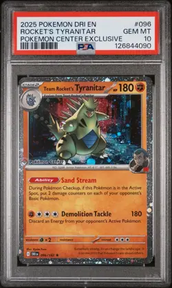 PSA 10 Team Rocket's Tyranitar (Pokemon Center Exclusive) 096/182 - Image 1