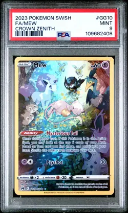2023 POKEMON SWORD & SHIELD CROWN ZENITH #GG10 FULL ART/MEW PSA 9 - Image 1