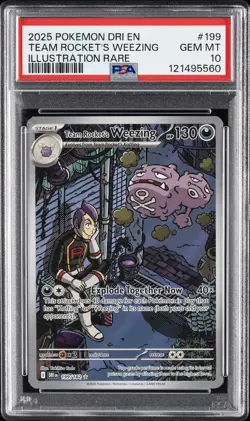 2025 POKEMON DRI EN-DESTINED RIVALS #199 TEAM ROCKET'S WEEZING PSA 10 - Image 1