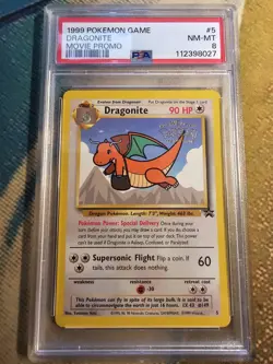 1999 POKEMON GAME MOVIE PROMO #5 Dragonite PSA 8 - Image 1