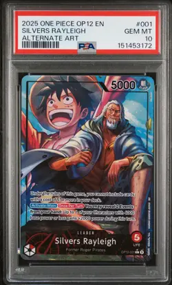 2025 ONE PIECE OP12-LEGACY OF THE MASTER ALTERNATE ART SILVERS RAYLEIGH PSA 10 - Image 1