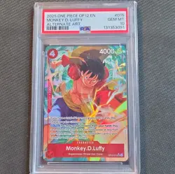 One Piece OP-12 Monkey D. Luffy OP12-015 Alternate Art English PSA 10 2025 - Image 1