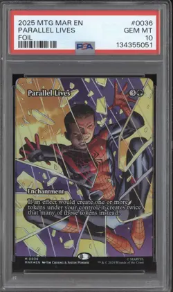 2025 MTG Marvel Spider-Man 0036 Parallel Lives Foil PSA 10 - Image 1