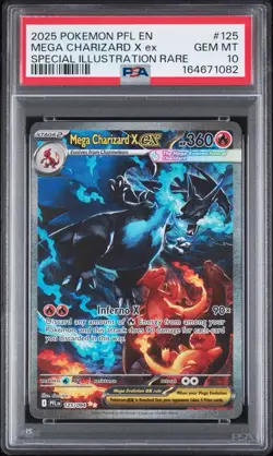 2025 Pokemon PFL Special Illustration Rare SIR #125 Mega Charizard X ex PSA 10 - Image 1