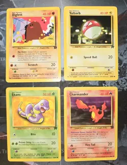 Team Rocket Card Lot Charmander, Ekans, Voltorb, Diglett Unlimited Pokemon - Image 1
