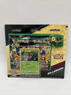 Pokemon Crown Zenith Rillaboom Pin Collection 3 Pack Blister FACTORY SEALED - Image 1