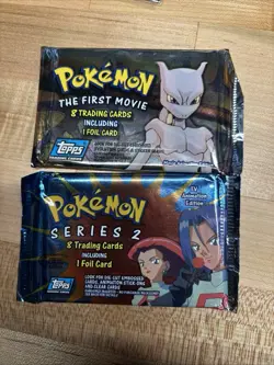 Topps Pokemon Lot 2 Sealed Packs First Movie Series 1 & 2 Cards Foil Mewtwo - Image 1